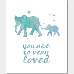 Elephant You Are So Very Loved Watercolor Painting Posters and Art